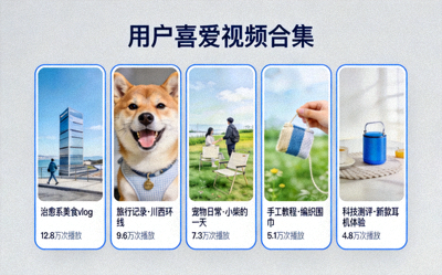 热门视频推荐模块 - 用户喜爱视频合集